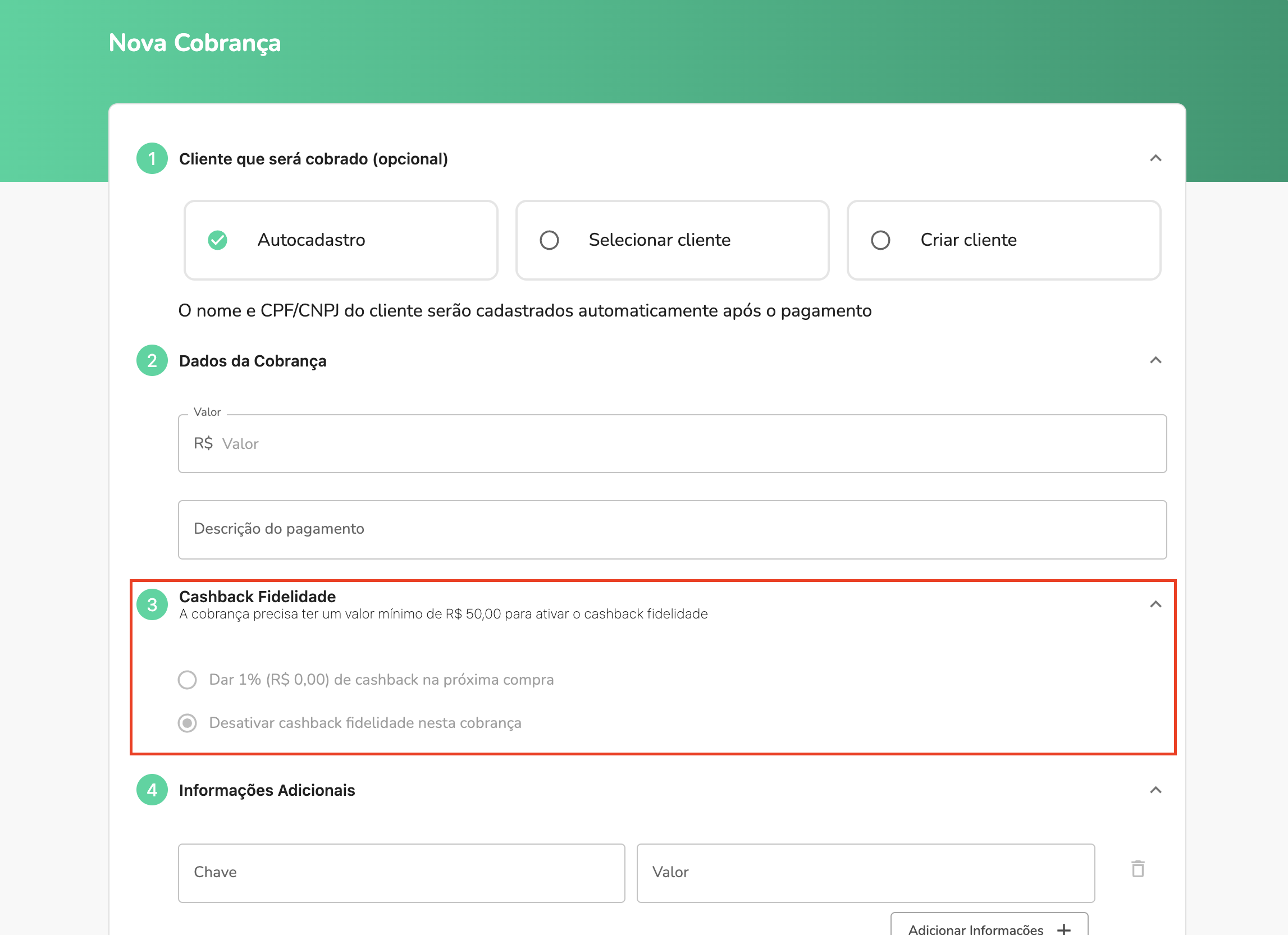 cashback fidelity charge form add